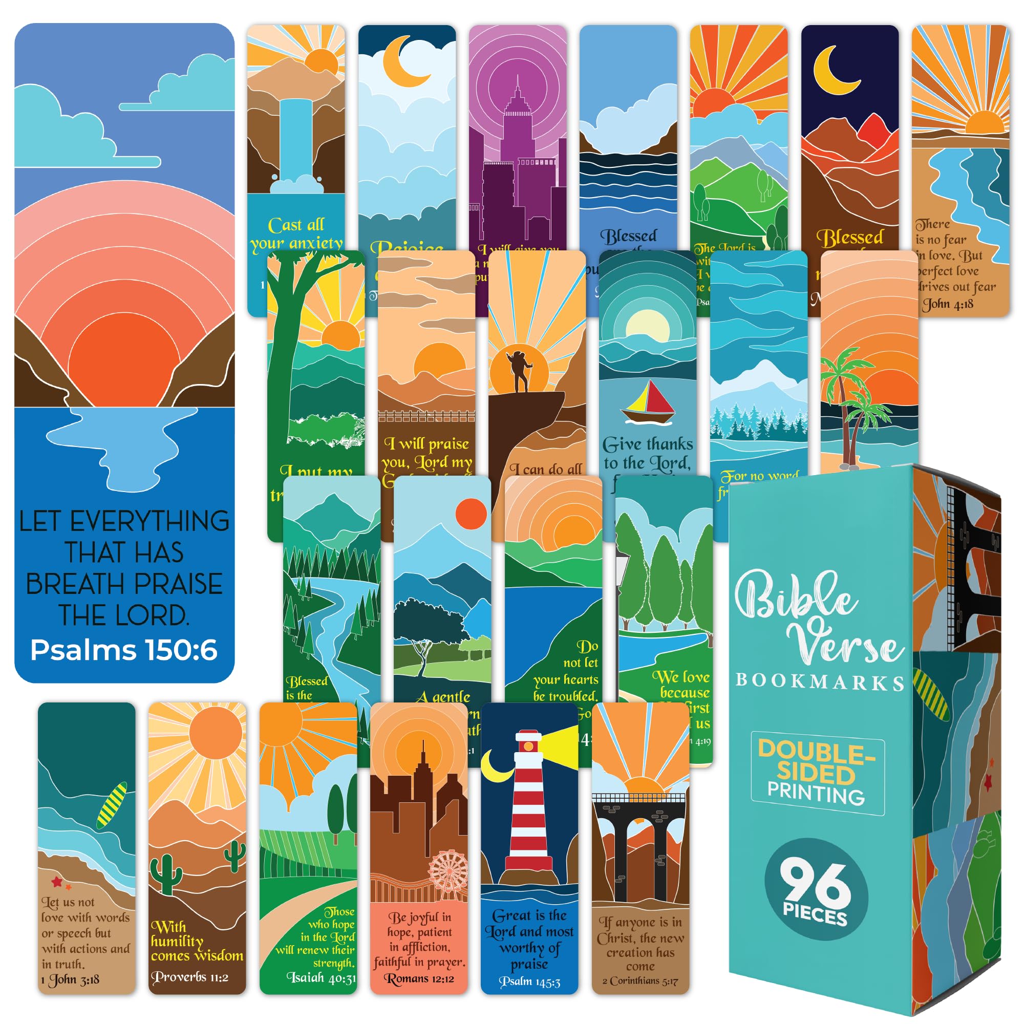 Only Zest 96 Bible Bookmark Pack with Bible Verses for Kids, Adults – Multiple Designs – Inspirational Christian Bookmarks for Women & Men – Bible Book Markers for Classroom, Bible Study