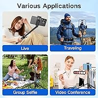 Vista 4 de Palo selfie trípode de 62 pulgadas para iPhone, soporte de trípode para teléfono con apertura automática, soporte magnético remoto inteligente