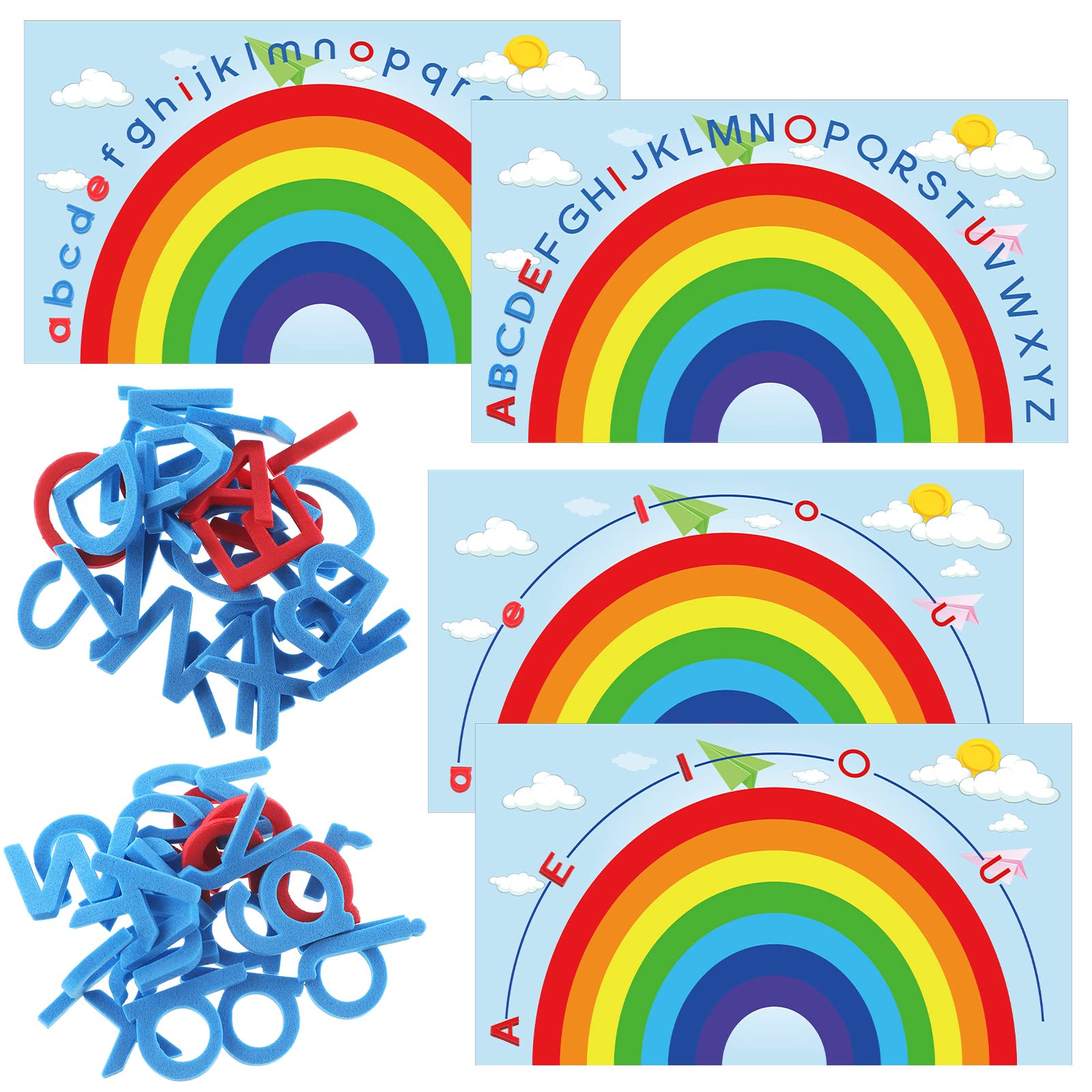 Double Sided Rainbow Play Alphabet Arch Mats Colorful Foam Letters ABC Educational Alphabet for Alphabet Recognition Activity Baby Toddlers Kids (6 Pcs)