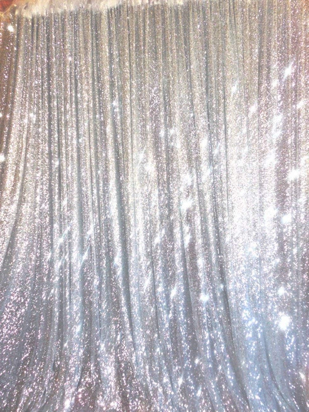 TRLYC 8 Ft X 8 Ft Silver Sequins Backdrop Curtain for Wedding Mathera' Day