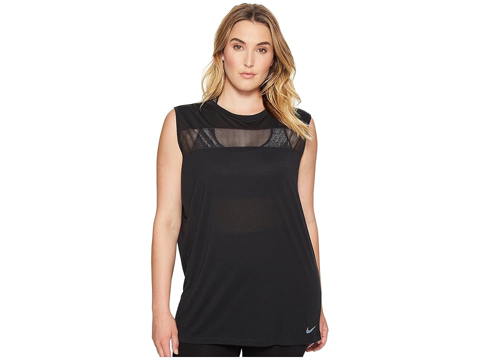 

Nike Breathe Training Tank (Size 1X-3X) (Black/White) Women's Sleeveless