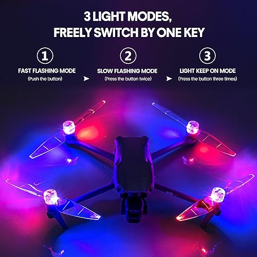 Miniatura 3 de STARTRC Hélices Air 3, hélices LED para DJI Air 3, hélice de bajo ruido de liberación rápida con cuchillas LED recargables para DJI Air 3 Series