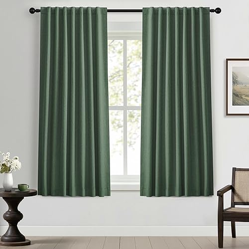 Miniatura 37 de UHITECH Cortinas Opacas de Lino Natural para Sala de Estar/Dormitorio Ventana Pequeña 54 Pulgadas de Largo Juego de 2 Paneles Cortina Opaca Pestaña