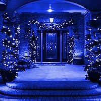 Vista 4 de Dazzle Bright Mini cadena de luces azules de Navidad, 20 pies, 100 luces incandescentes impermeables enchufables, decoraciones de Navidad