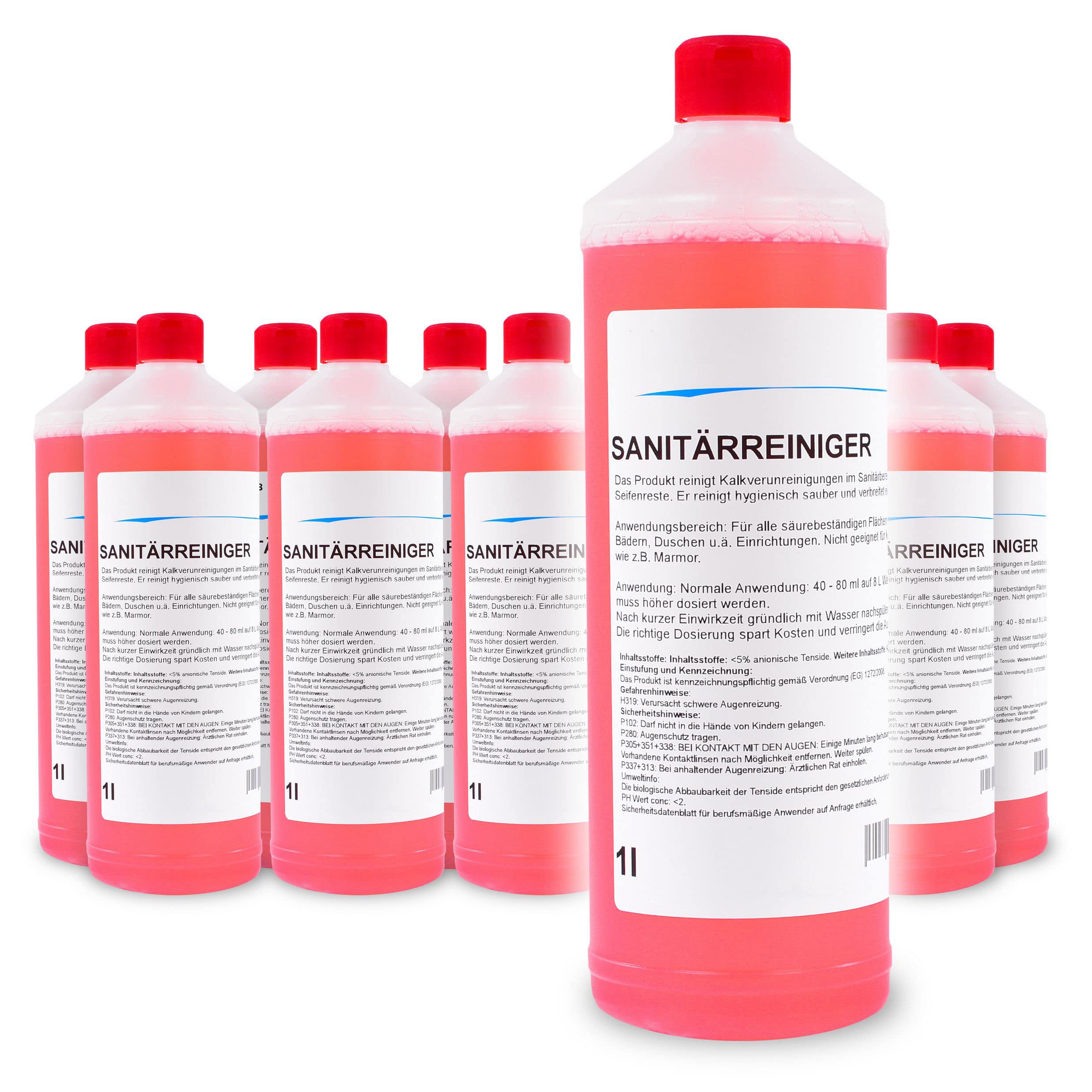 12 x 1 Liter Sanitärreiniger | löst aktiv Kalk- & Verschmutzungen | frischer Duft | besonders materialschonend |Profi Qualität - MADE IN GERMANY