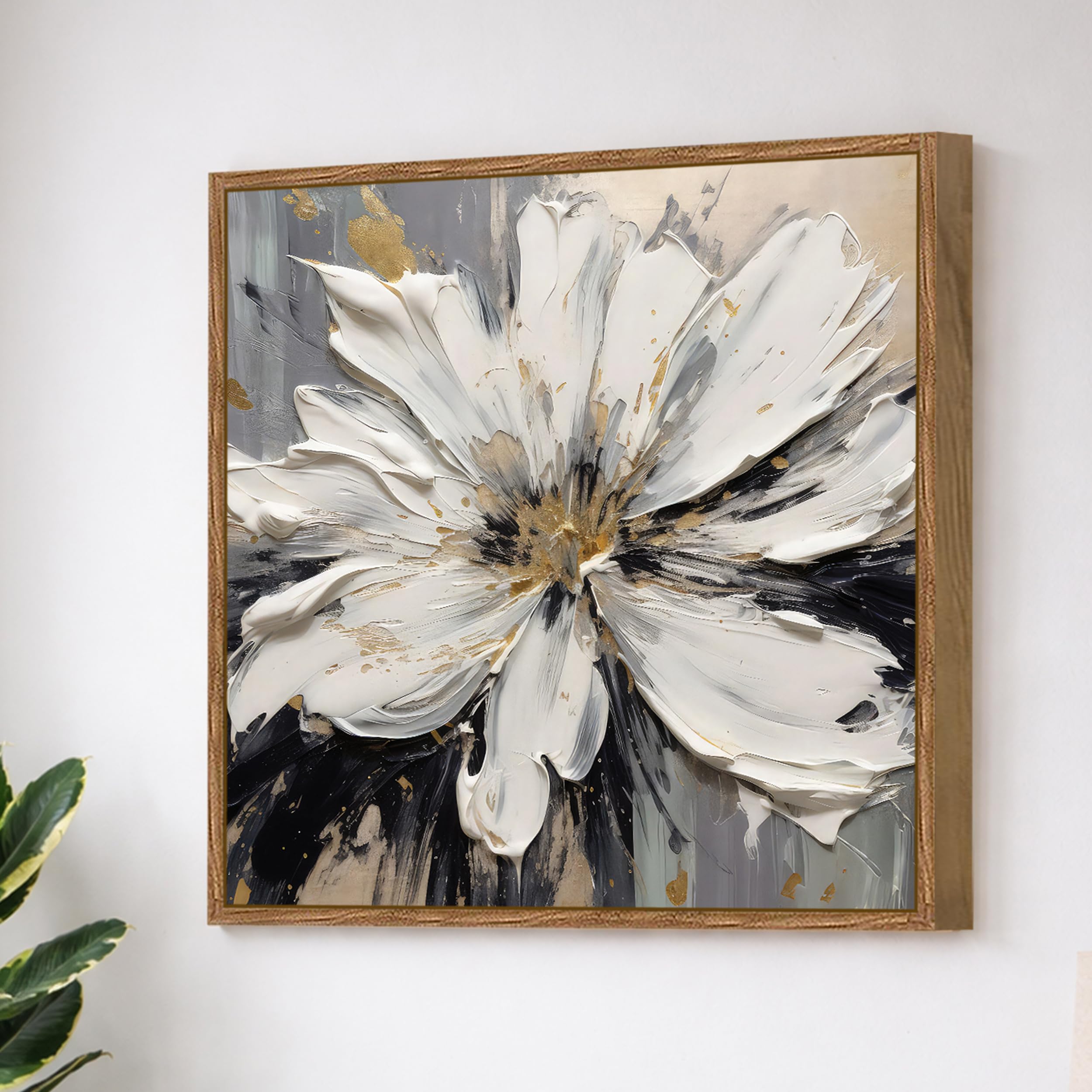 Modern Floral Canvas Painting - White Flowers -11 Modern Floral Canvas Painting - White Flowers -11