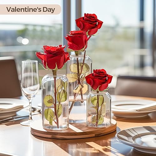 Miniatura 5 de ComSaf Juego de 9 jarrones de flores pequeños, jarrones de cristal a granel, jarrones transparentes para flor, centro de mesa de decoración para
