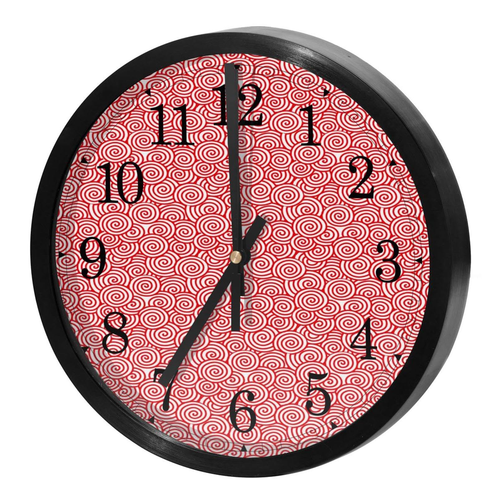 Horloge murale sans tic-tac à mouvement quartz précis et motif Moire rouge moderne