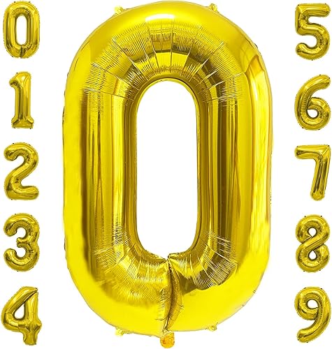 Globos gigantes dorados de 40 pulgadas, película de aluminio, globo digital 0 para fiesta de cumpleaños, boda, despedida de soltera, compromiso,