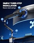 ARES WING Ultrawide Moniteur bras pour 17"-49", noir , Monitor Monitur Mont tient jusqu'à 44lbs, Support de moniteur de ressort mécanique de grande puissance, 75/100 VESA Montage, pince/base de grenade