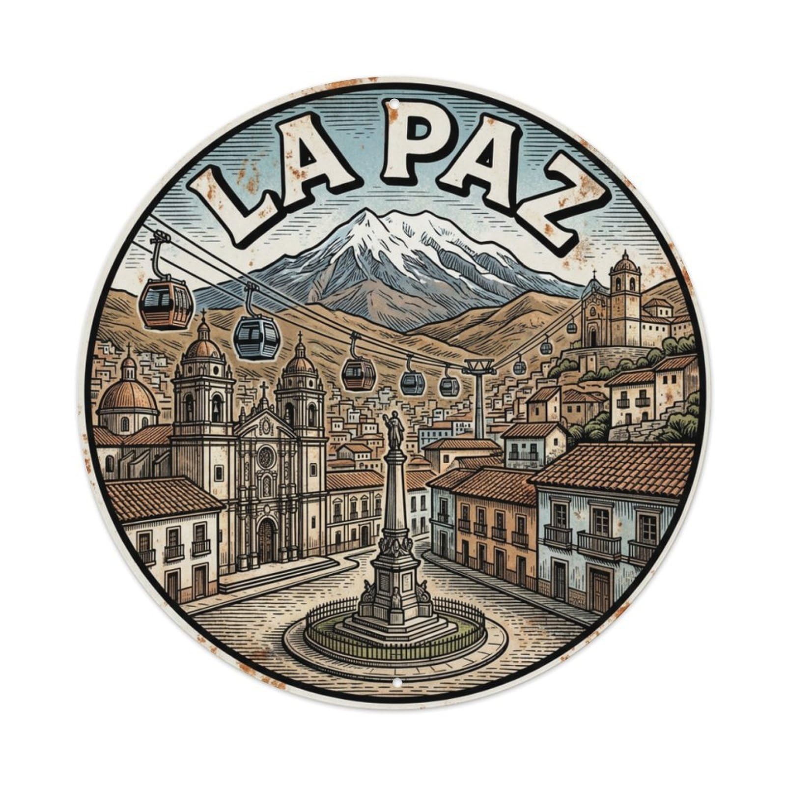 Vintage Travel Bolivia La Paz Metal Tin Sign