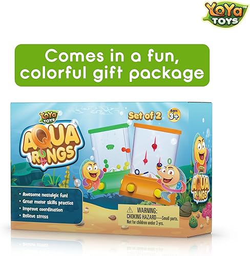 Miniatura 3 de YoYa Toys Aqua Rings Juego de agua de mano – Juego de 2 – Juguete de lanzamiento de anillos de agua y aro de baloncesto – Regalo para edades de 3,