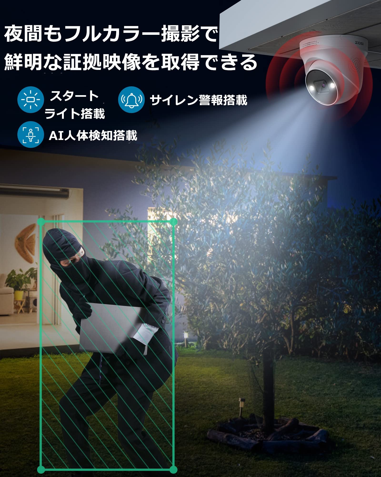 ZOSI poe防犯カメラセットpoe給電 屋外 有線 暗視撮影 監視カメラ ZOSI 防犯カメラ poe防犯カメラセットpoe給電 屋外 有線 poe防犯