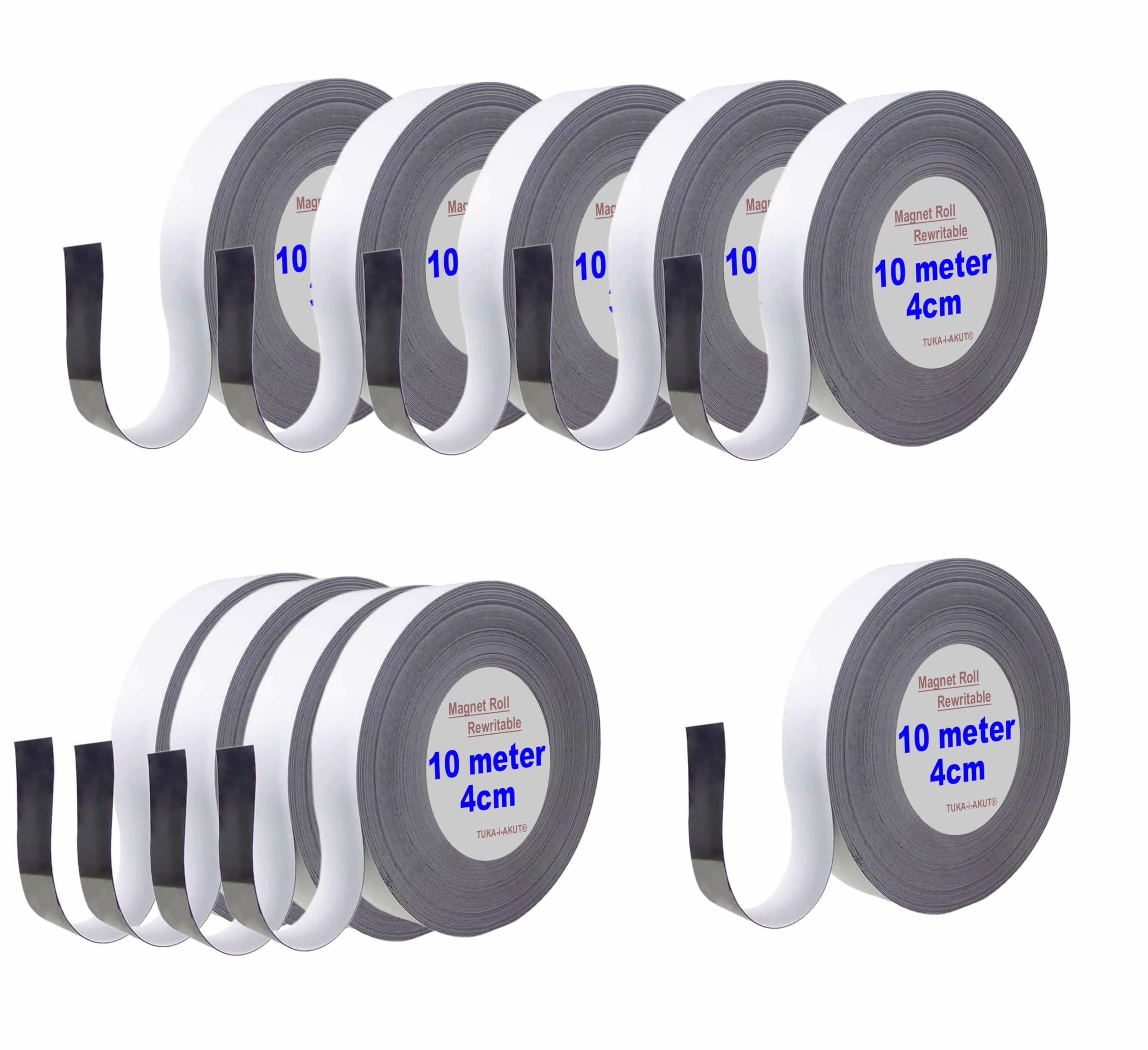 TUKA 100m x 40mm x 1mm taśma magnetyczna do etykietowania, wielokrotnego zapisu kasowalne pasek magnetyczny znaki identyfikacyjne, na białej tablicy lodówka półki 10x10m białe TKD9046