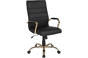 Flash Furniture Black and Gold Executive LeatherSoft Office Chair