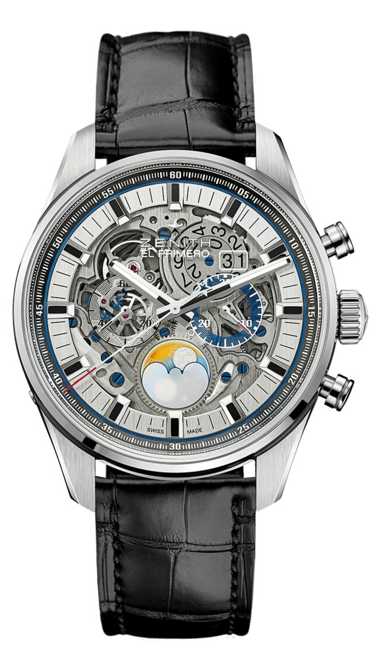 Zenith Chronomaster El Primero Grande Date Moon Full Open Mens Watch 