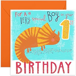 CENTRAL 23 - Cute Birthday Card for Kids - 1st Birthday Card - 'Special Boy On Your 1st Birthday' - Ideal Birthday Card for Son - Grandson Birthday Card - Comes with Cute Stickers