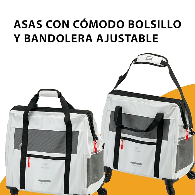 Foto 8 de 8 de Ferplast Transporti Gato VOYAGER TROLLEY, Transportín Perro, Mochila para Gatos, Asa Extensible