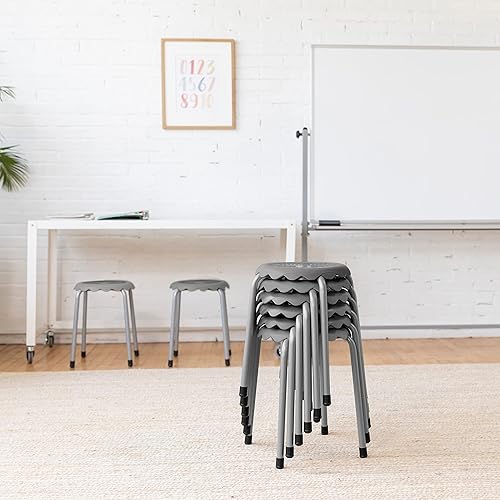 Vista 31 de ECR4Kids Daisy - Juego de taburetes apilables, asientos flexibles, espuma de mar, 8 piezas