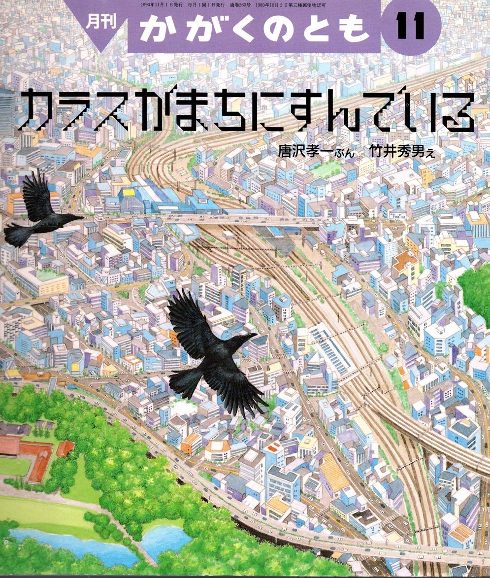 キンダーブックしぜん　かがくのとも　からす　カラスがまちにすんでいる 月刊かがくのとも 1990年11月号 カラスがまちにすんでいる | 唐沢孝一