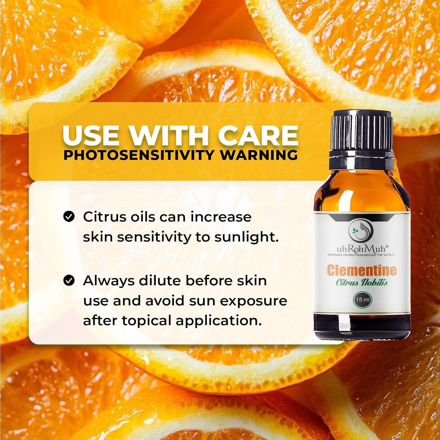 Clementine Essential Oil – 100% Pure & Natural | Steam Distilled from Citrus Nobilis Peel | Fresh Citrus Aroma for Diffuser, Massage & Skincare | Uplifting & Invigorating | Made in Italy | 15ml