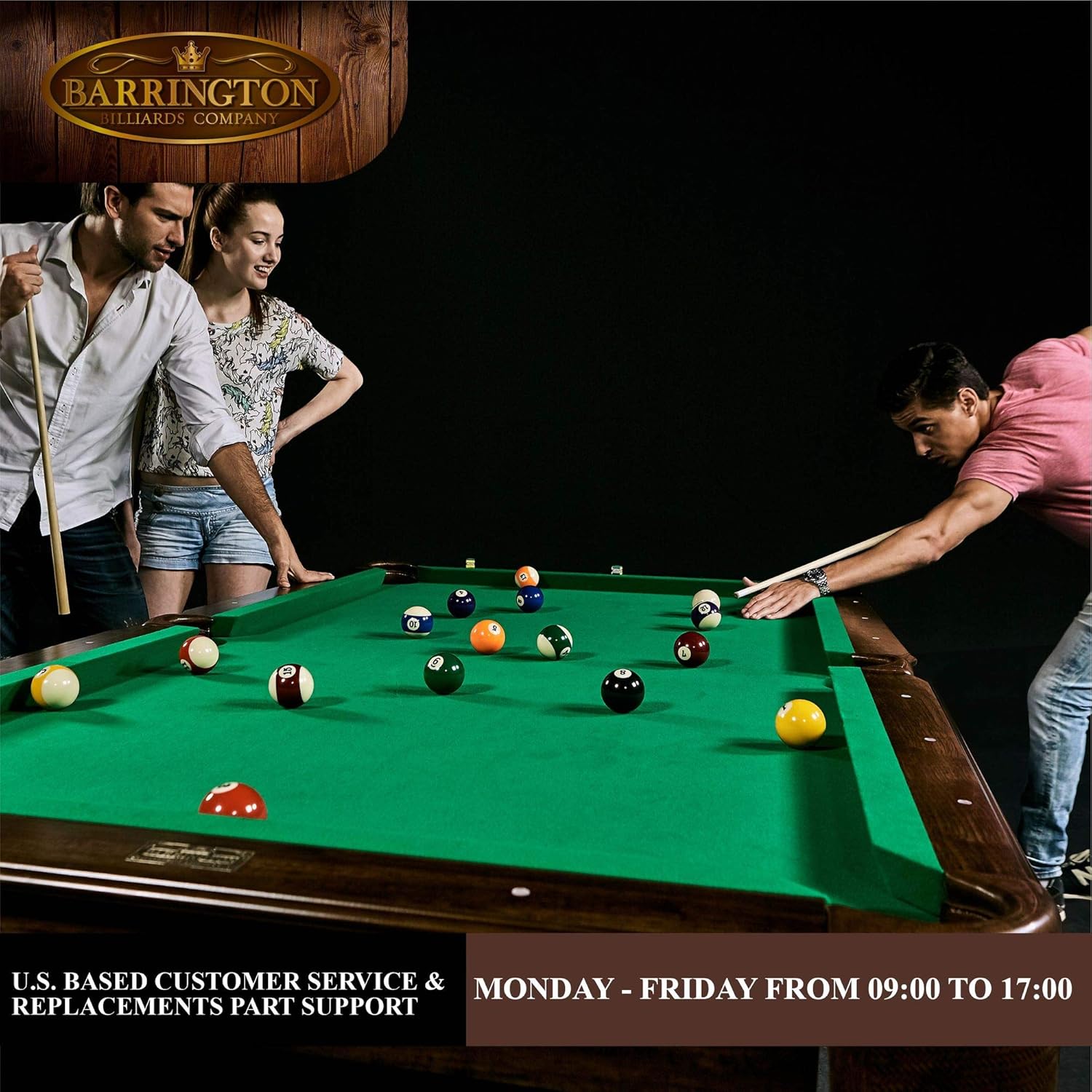 Barrington Billiards Multiple Styles Pool Table, Preassembled Playfields with Complete Billiard Accessory Sets, Perfect for Family Game Rooms | Multiple Styles