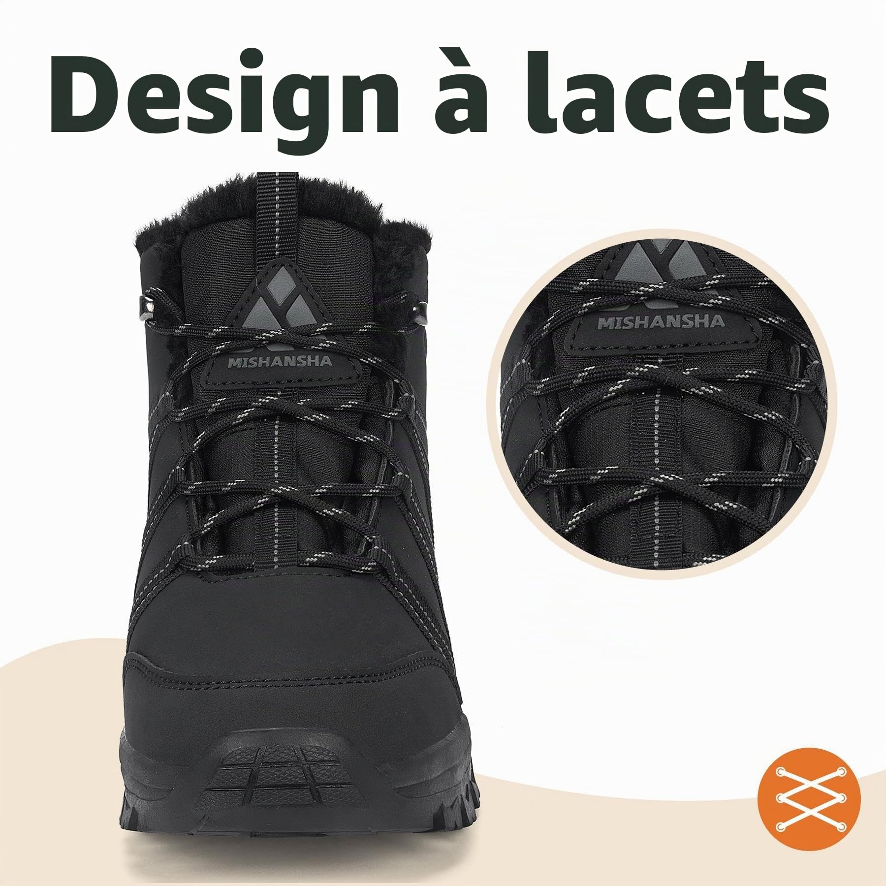 Mishansha Chaussures Femme Hiver Bottines Chaudes Fourrées Gr.36-42 | Chaussure Randonnée,Antidérapante,Bottes de Neige,Bottine Hiver,Doublure Peluche,Trekking Camping