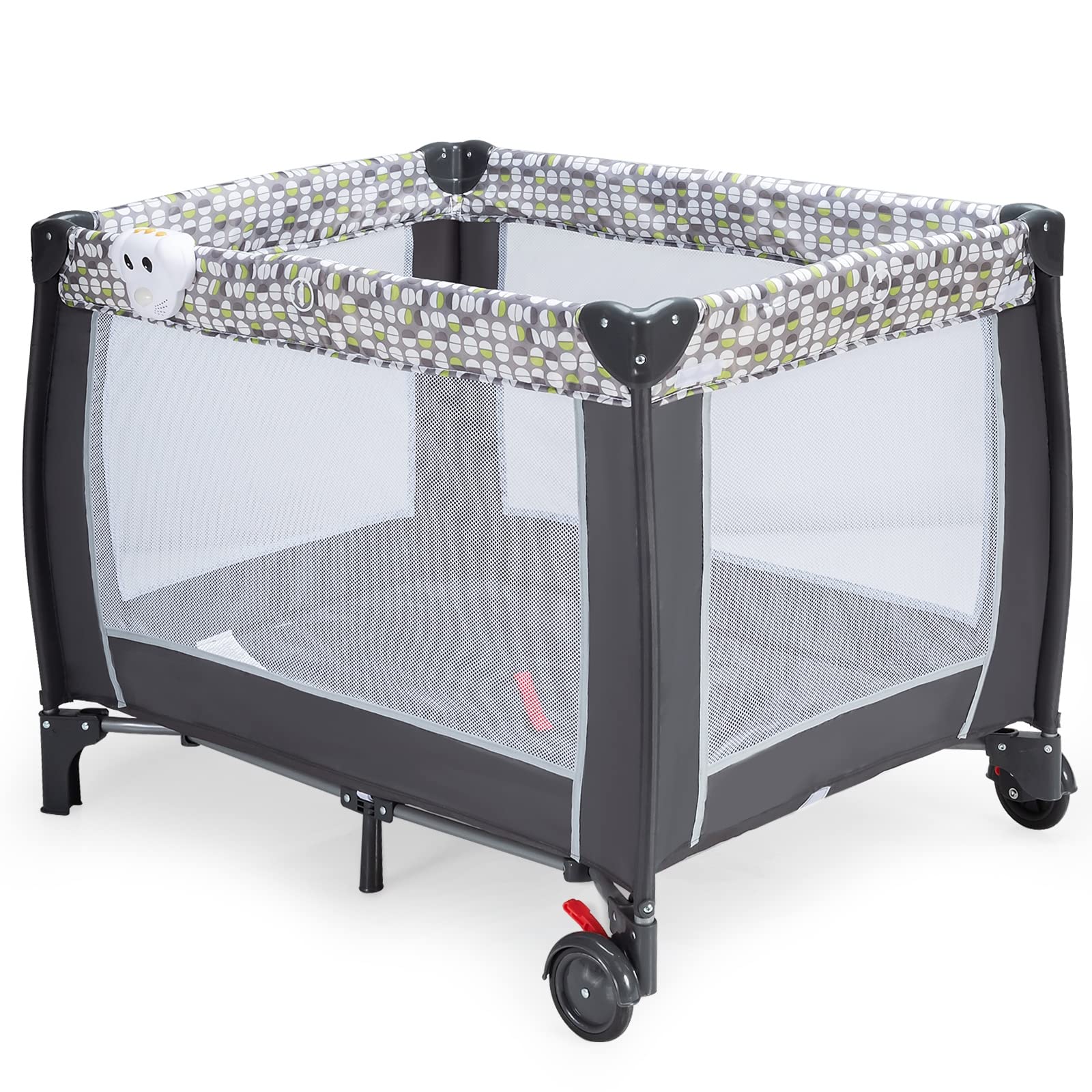LIFEZEAL Lit Parapluie Bebe avec Matelas et Moustiquaire, Lit Bébé Pliable 0-36 Mois avec Table à Langer en Tissu Oxford, Charge de 15+10+10 KG, Noir