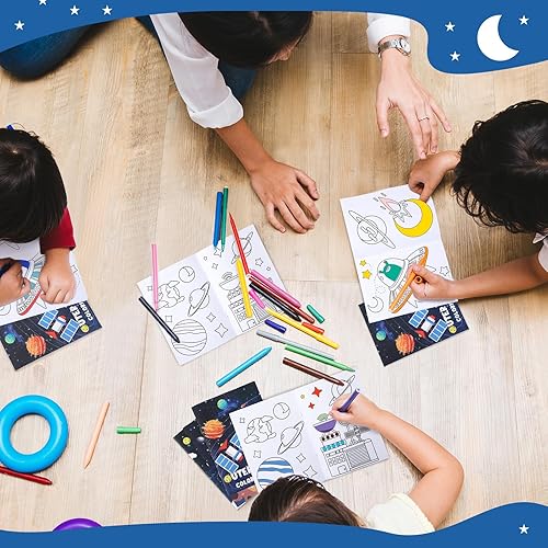 Miniatura 6 de Faccito 24 libros espaciales para colorear a granel para niños, mini libros para colorear del sistema solar, recuerdos de fiesta para astronauta,