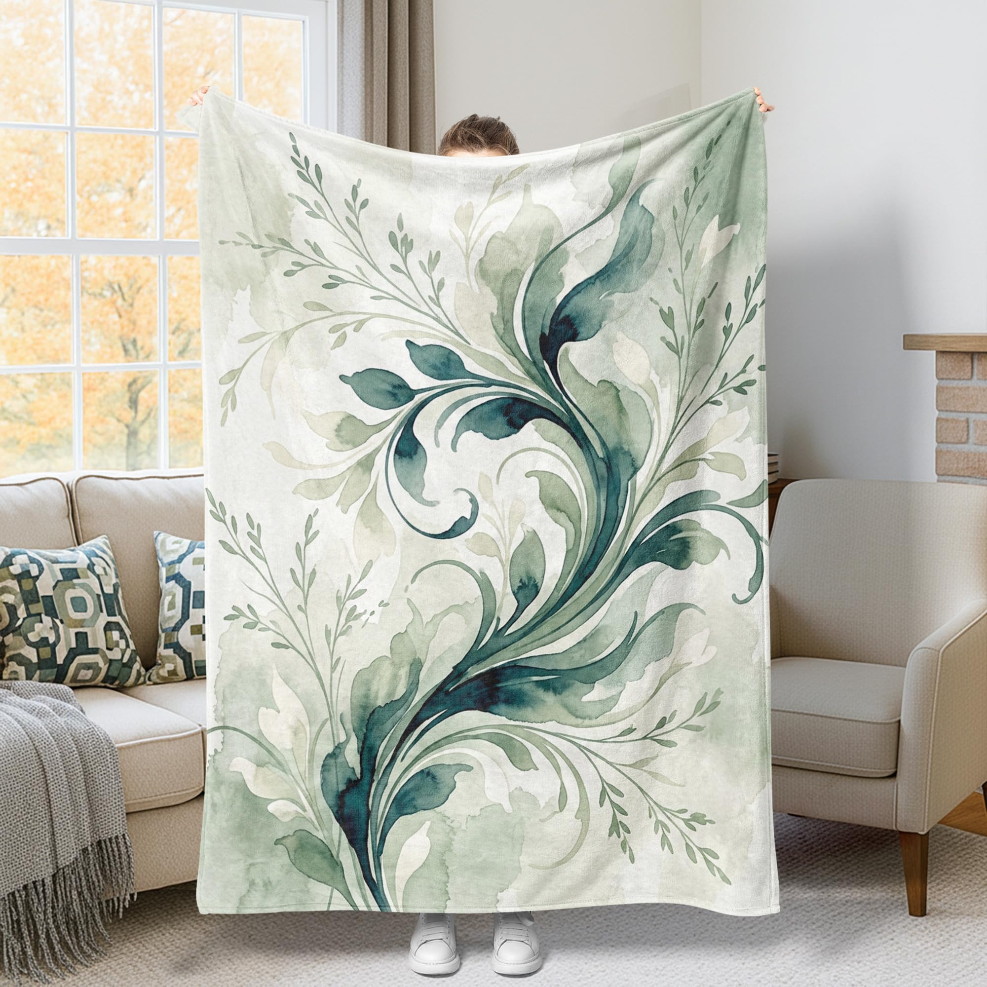 Couverture flanelle douce cadeau idéal lit dortoir jeté canapé vert
