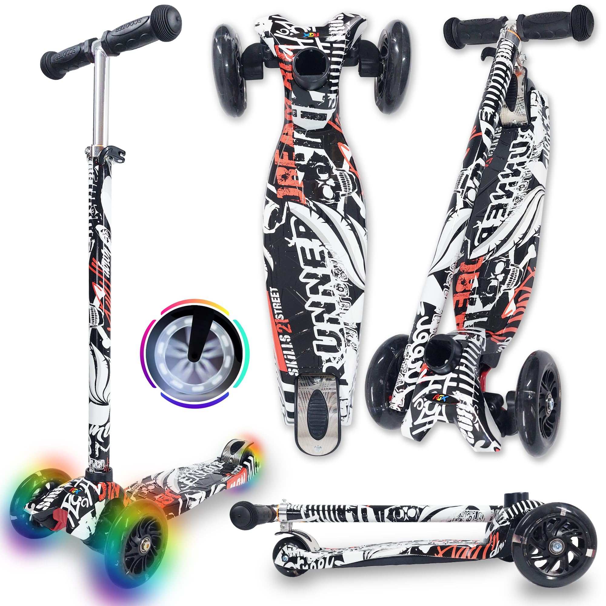 WeLLIFE |Scooter RGX| Monopattino per Bambini da 3 a 12 Anni| Monopattino Bambino 3 Ruote Luminose a LED| Monopattino Bambina con Impugnatura Regolabile in Altezza|