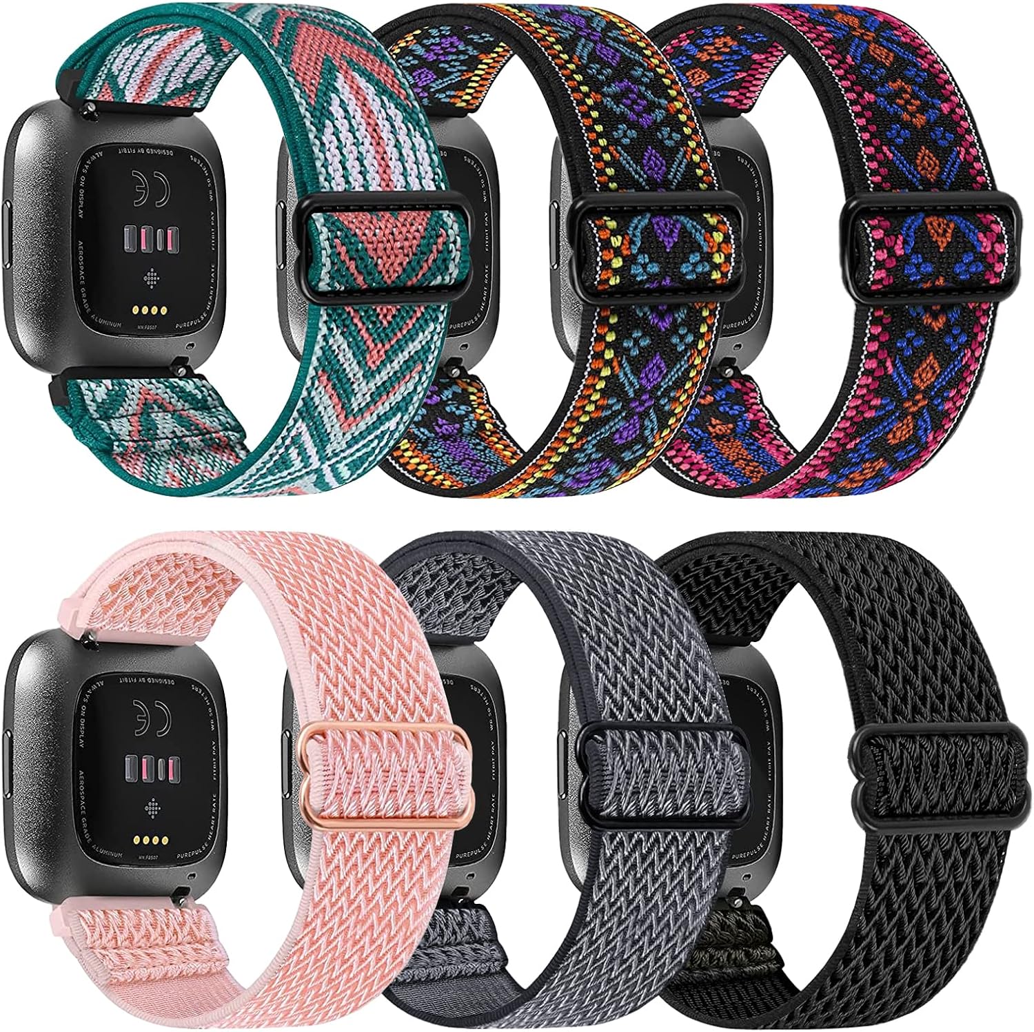 6 Pack für Fitbit Versa Armband Wechselarmband Versa 2 Nylon