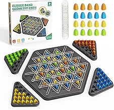 Chain Triangle Chess Game, Strategy Board Games for Kid 6-8-12, Chess Board Games for Adults, Family Games for Kids Adults, Triangle Rubber Band Game, 2 to 4 Players, Kids Christmas Birthday Gifts