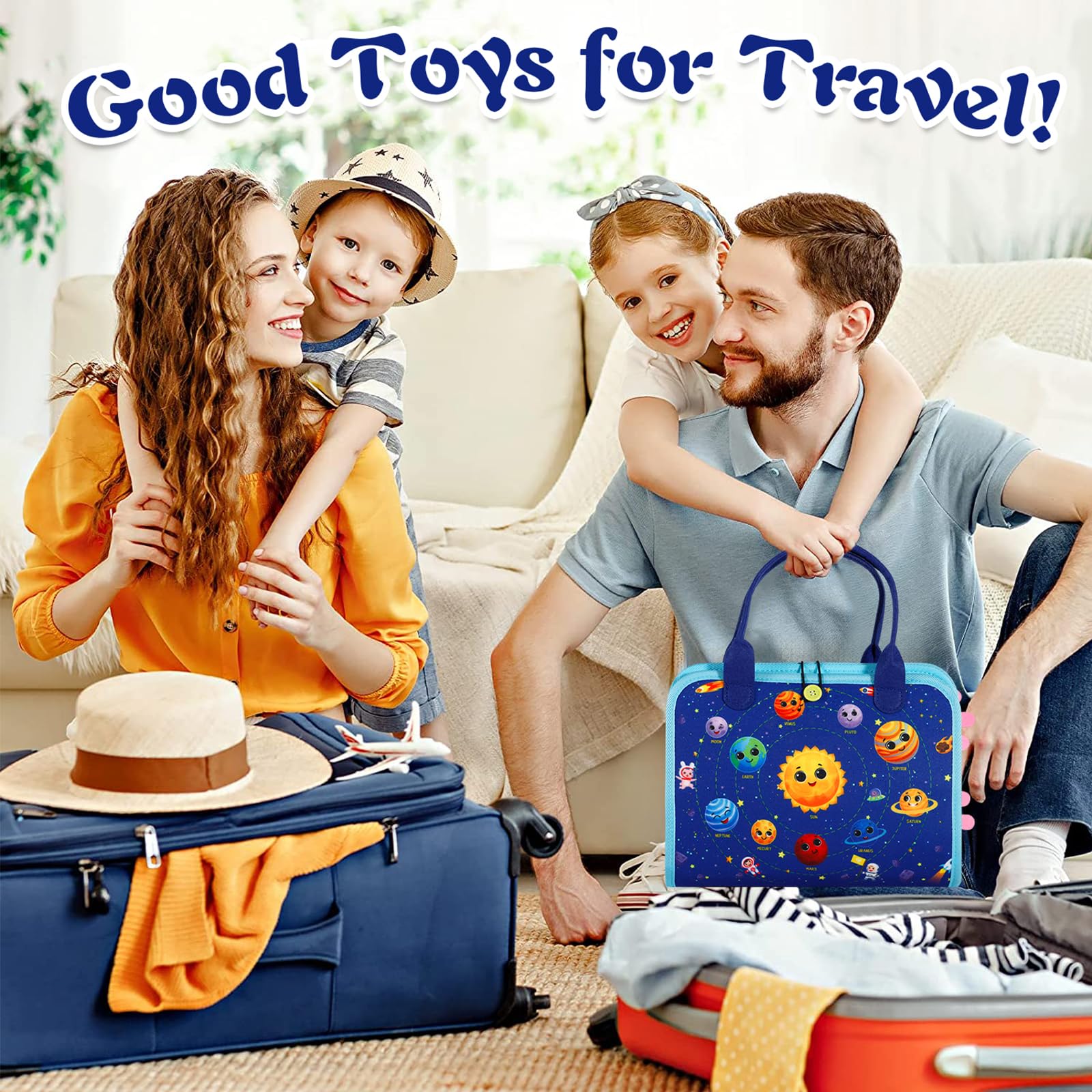 Busy Board para Niños,Juguete Educativo Montessori 9en1,Tablero Sensorial de 5 Capas en Fieltro Suave,Aprendizaje de Habilidades de Vida y Motricidad Fina,Juguete Portátil para Viajes,Regalo 1-5 Años