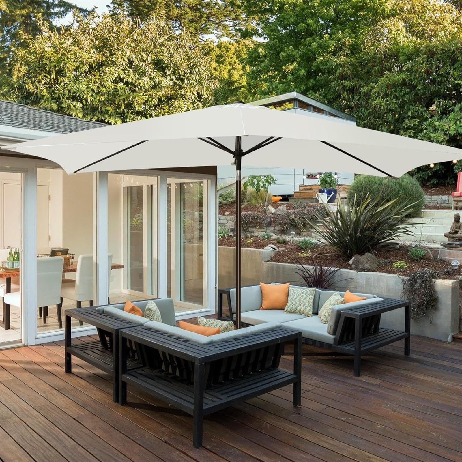 Cubierta de Repuesto para Sombrilla,Sombrilla Rectangular de 2x3 Metros con Brazo Lateral | Accesorios para Jardín como Cobertura Impermeable para Piscina Terraza Y Mesa