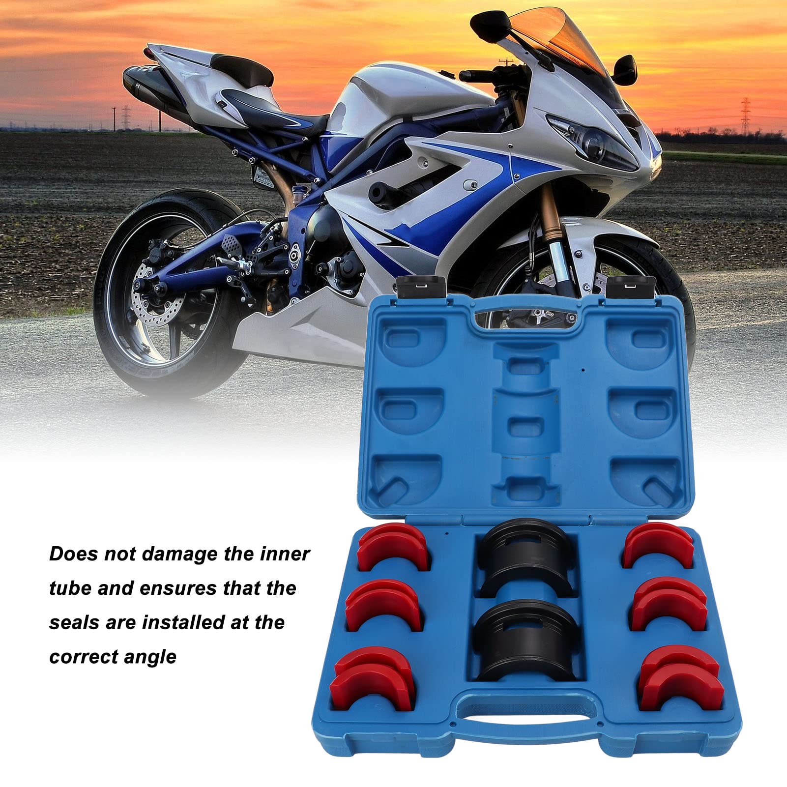 Kit Driver Per Paraolio Forcella Motociclette - 6 Adattatori 35-50 Mm, Acciaio Carbonio, Per Installazione Guarnizioni - Foto 11