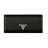 Womens Vitello Grain Black Leather ID Holder Continental Long Wallet