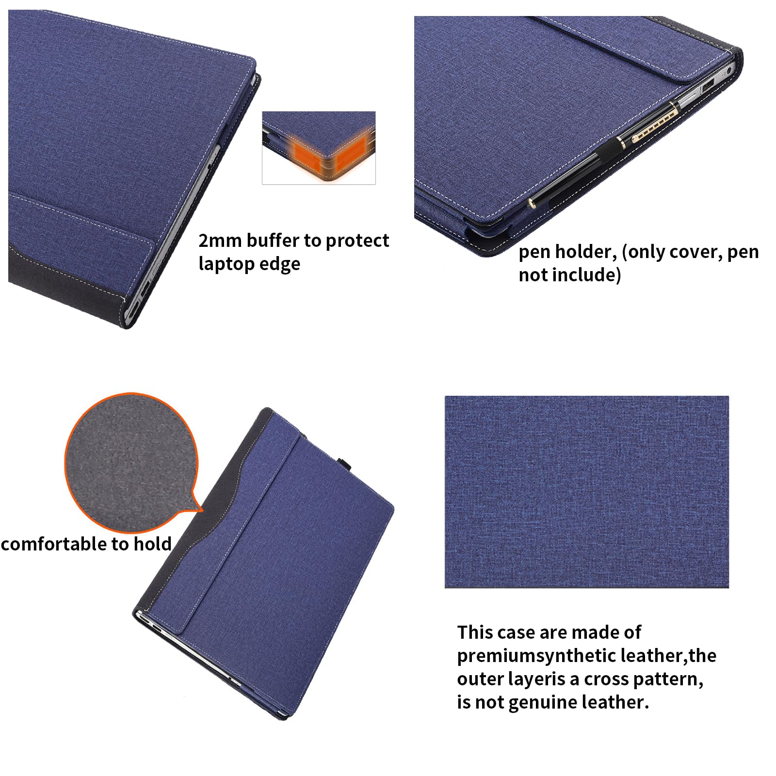 Case Cover For 16 Inch HP Spectre X360 2-in-1 Laptop 16-aa 16t-aa Sleeve,Separable PU Leather Notebook PC Protective Bag Accessories (Dark Grey