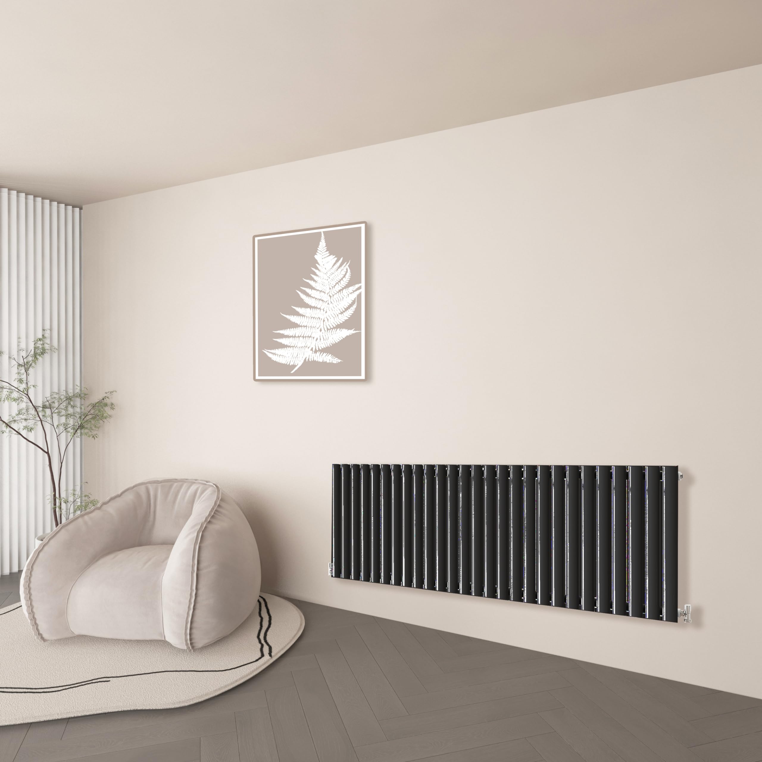 Sky Bathroom Black 600X1593mm Oval Radiator Horizontal Vertical Designer Central Heating Rads