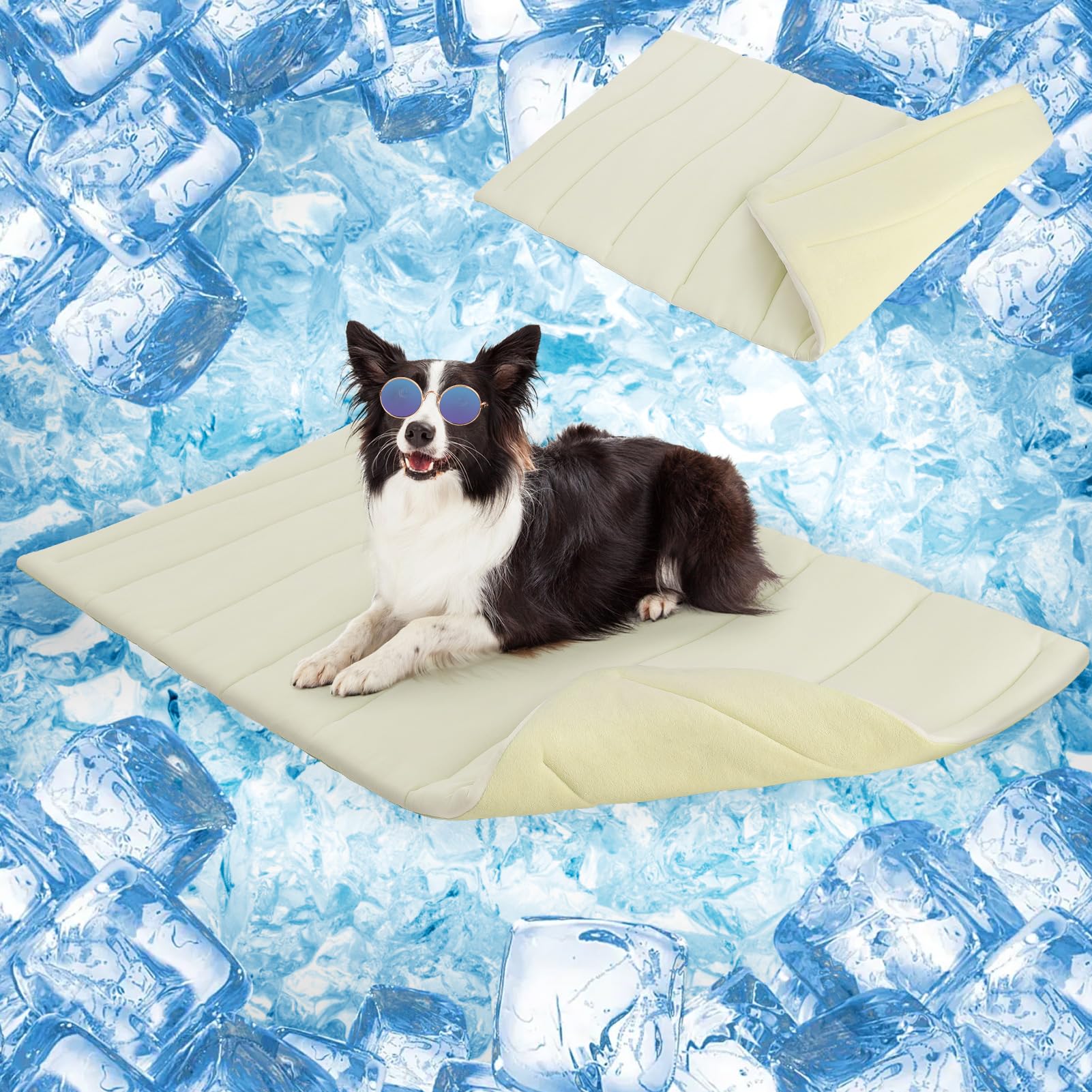 Tapis de refroidissement pour chien contre la chaleur lit de cage épais et réversible