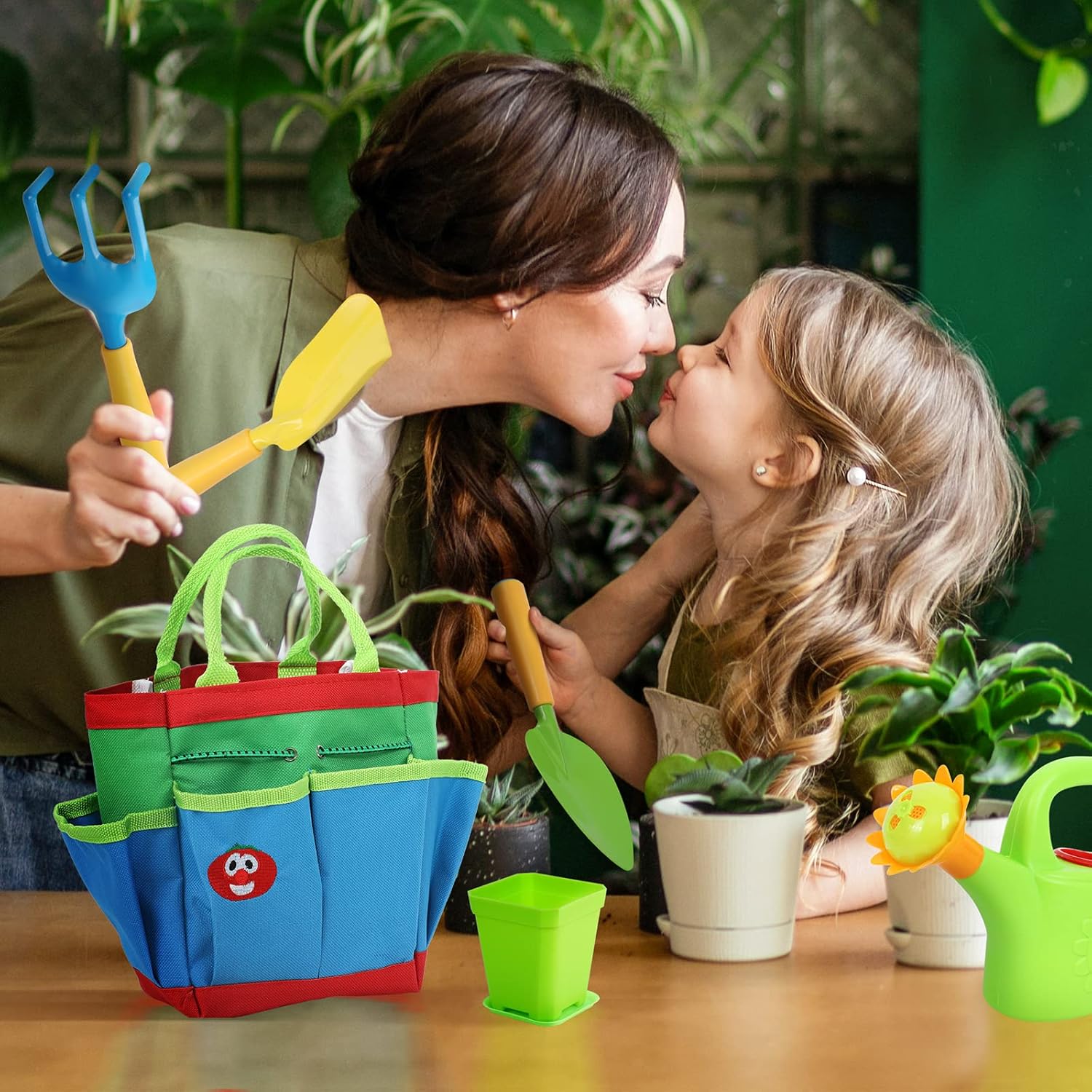 VeggieTales Kids Gardening Set with Kids Shovel, Watering Can, 16 PCS Garden Tool for Kids Include Waterproof Apron & Sun Hat, Outdoor Indoor Toys Easter Gift for Boys Girls(Pink) : Toys & Games