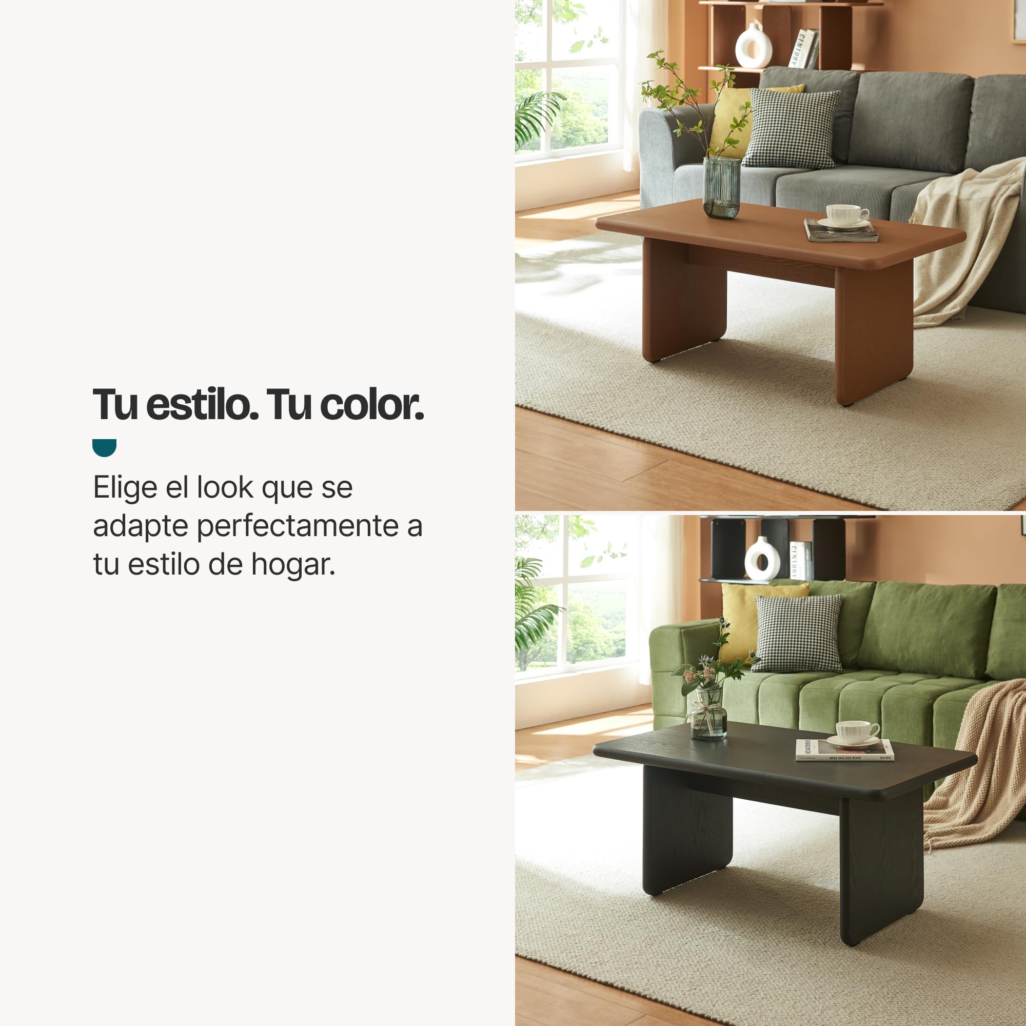 [en.casa] Mesa de Centro Gäljami Tablero Rectangular Peso Máx. 100 kg Mesita de Café Mesa Auxiliar de Sofá Salón Despacho 100 x 55 x 44 cm - Nogal