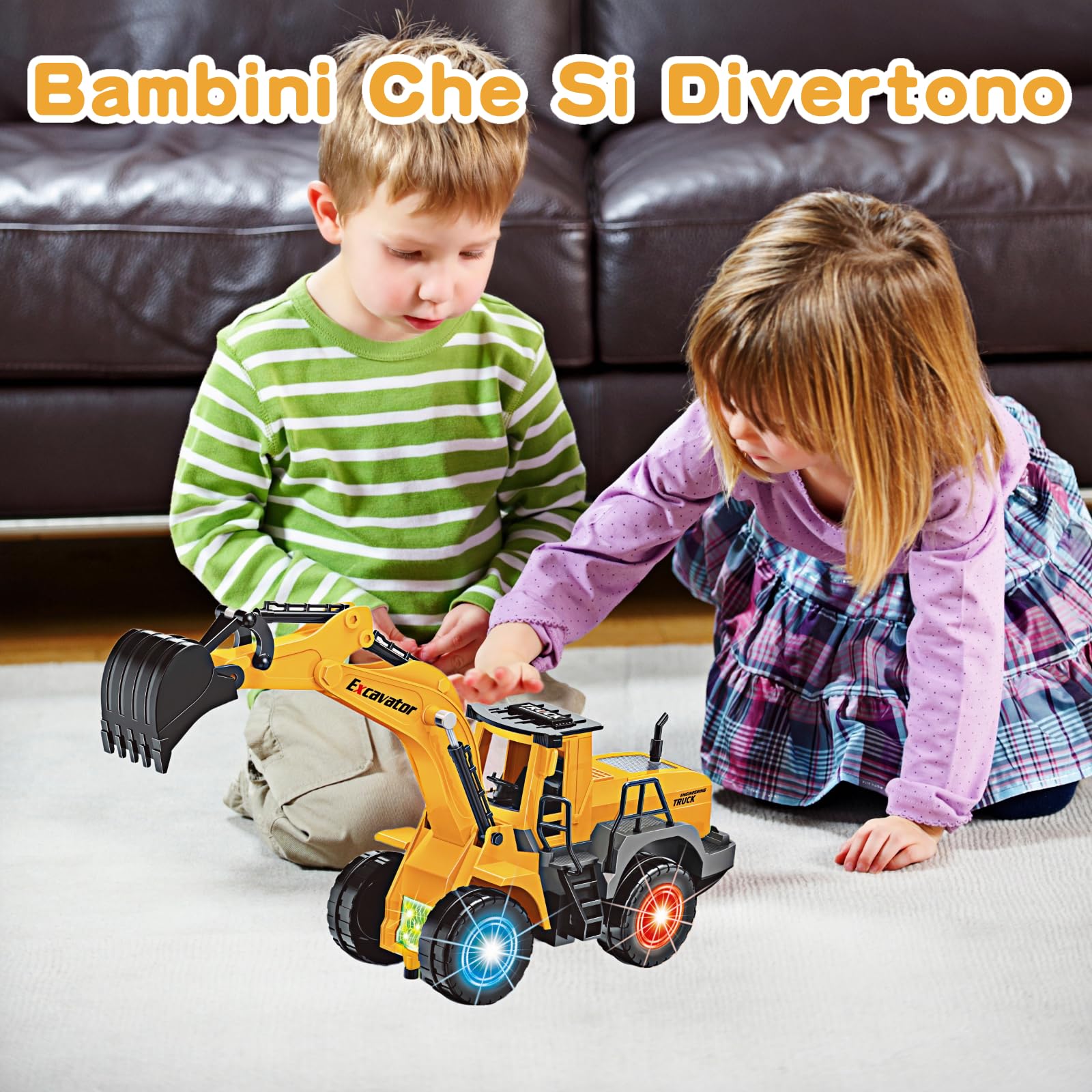 Bagger-Spielzeug, automatisches Gehen mit Ton und Licht, Baustellenfahrzeuge, Bagger, Sandspielzeug für Bergbau, mit Licht und Multi-Musik, für Kinder von 3-7 Jahren