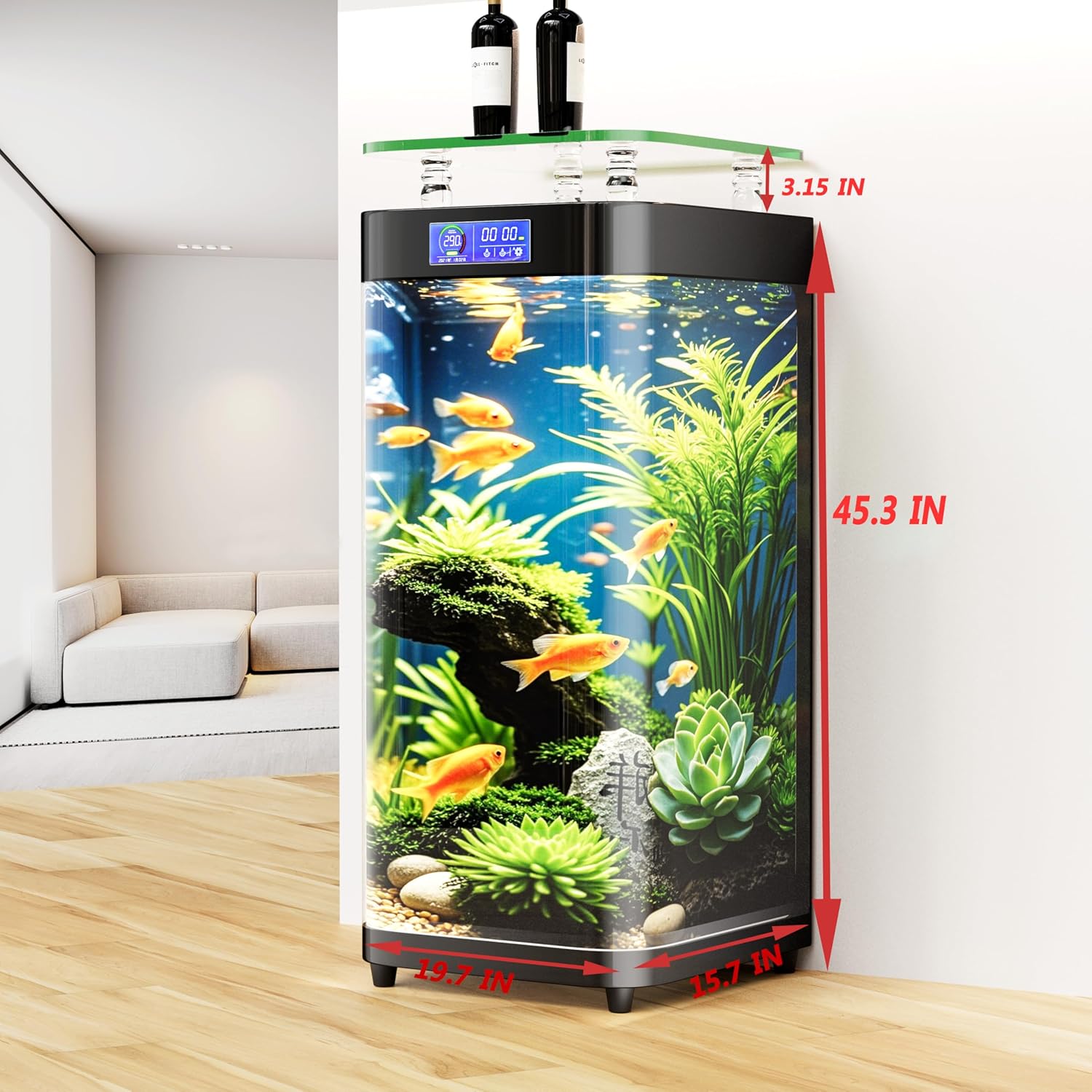Large Floor-Standing Fish Tanks are Suitable for Decoration in Various Occasions Such as Living Rooms, Offices, and Conference Rooms.
