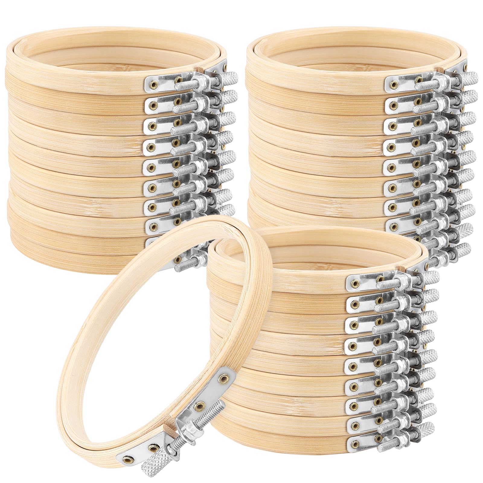 TAICHEUT 30Pcs 4 Inch Small Bamboo Embroidery Hoops, 10cm Mini Cross Stitch Hoop, Embroidery Rings for Art, Craft