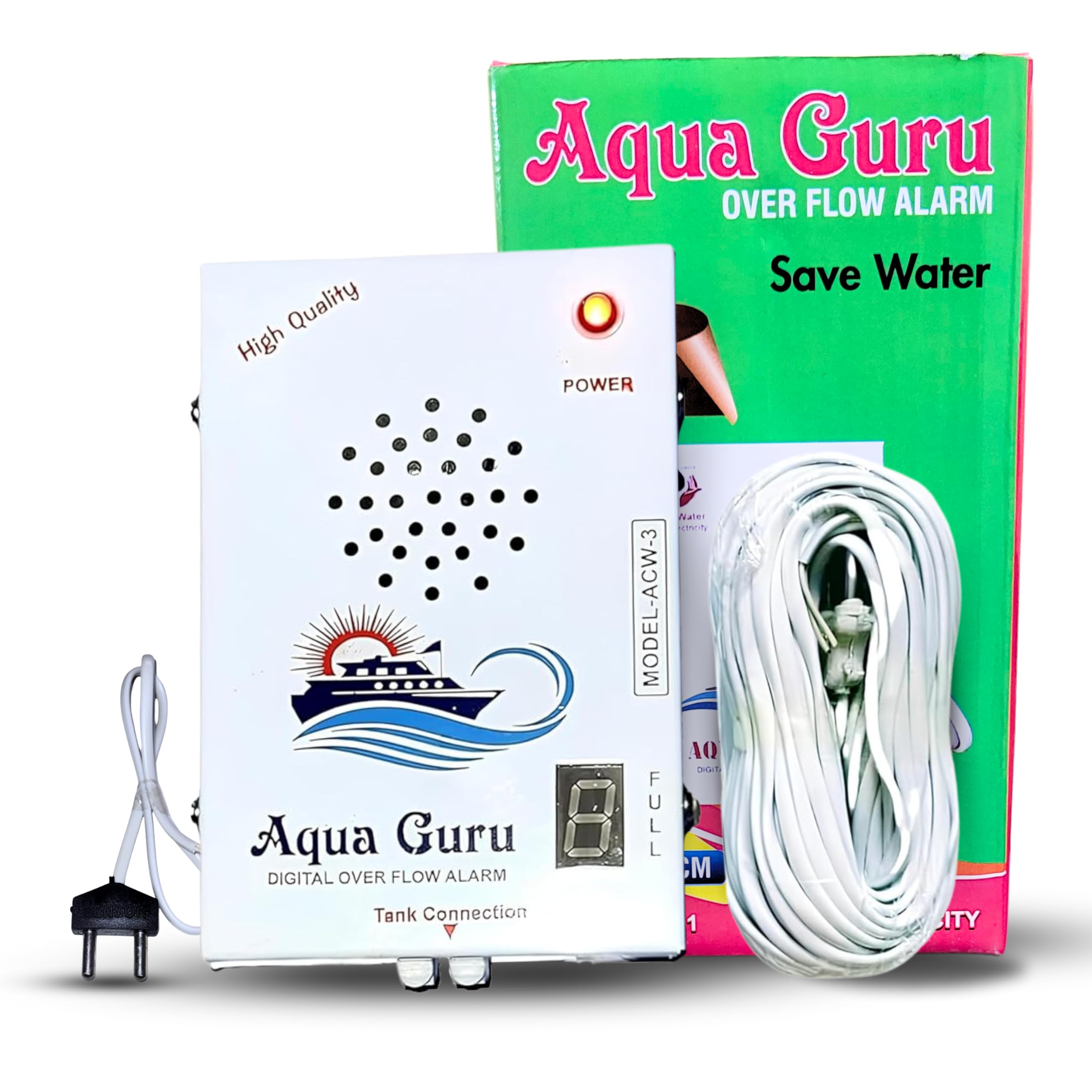 AQUA GURU Metal Body Water Tank Alarm Bell for Overflow Protection with 15 Meter 2 Core Copper Wire & Sensors Included | Loud Human Voice | 220V AC | One Year Warranty (B0D8YWD98D) Amazon Price History, Amazon Price Tracker
