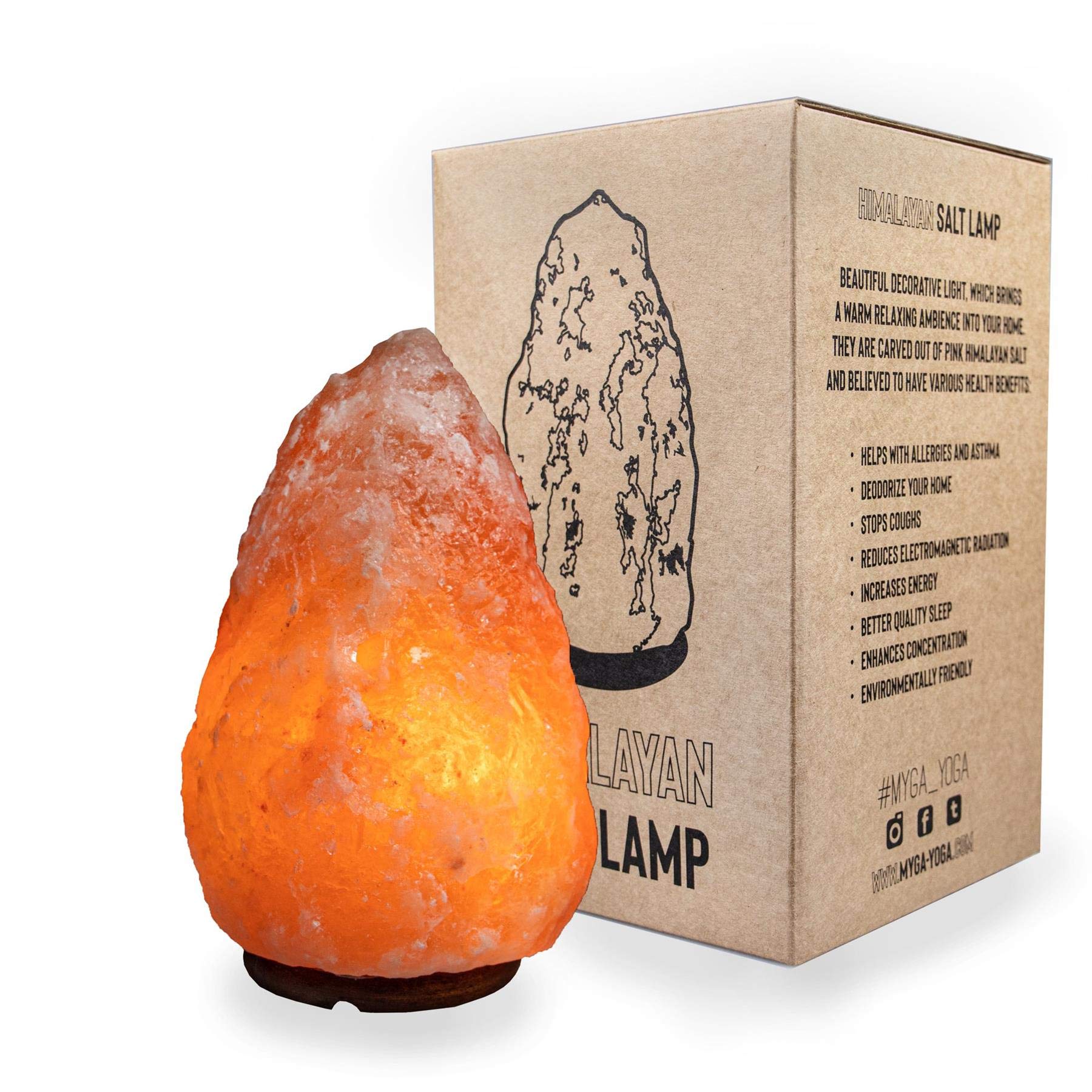 MantraRaj1-2kg Himalayan Natural Salt Lamp - Handcrafted Crystal Rock Salt Lamp on Wooden Base - Healing Himalayan Salt Lamp with Dimmer Switch and British Standards CE Certified Plug with a 15W Bulb