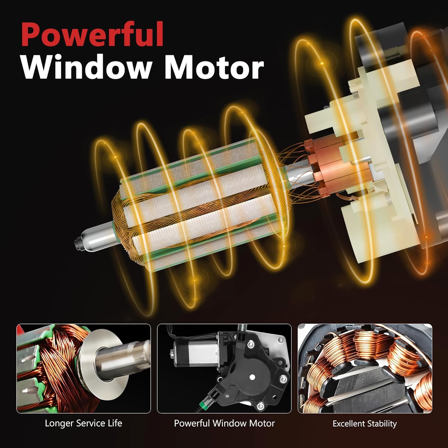 HYR Rear Passenger Side Power Window Regulator with Motor Fit for 2000-2004 Dodge Dakota, 1998-2003 Durango, 741-599 (2 Pins)