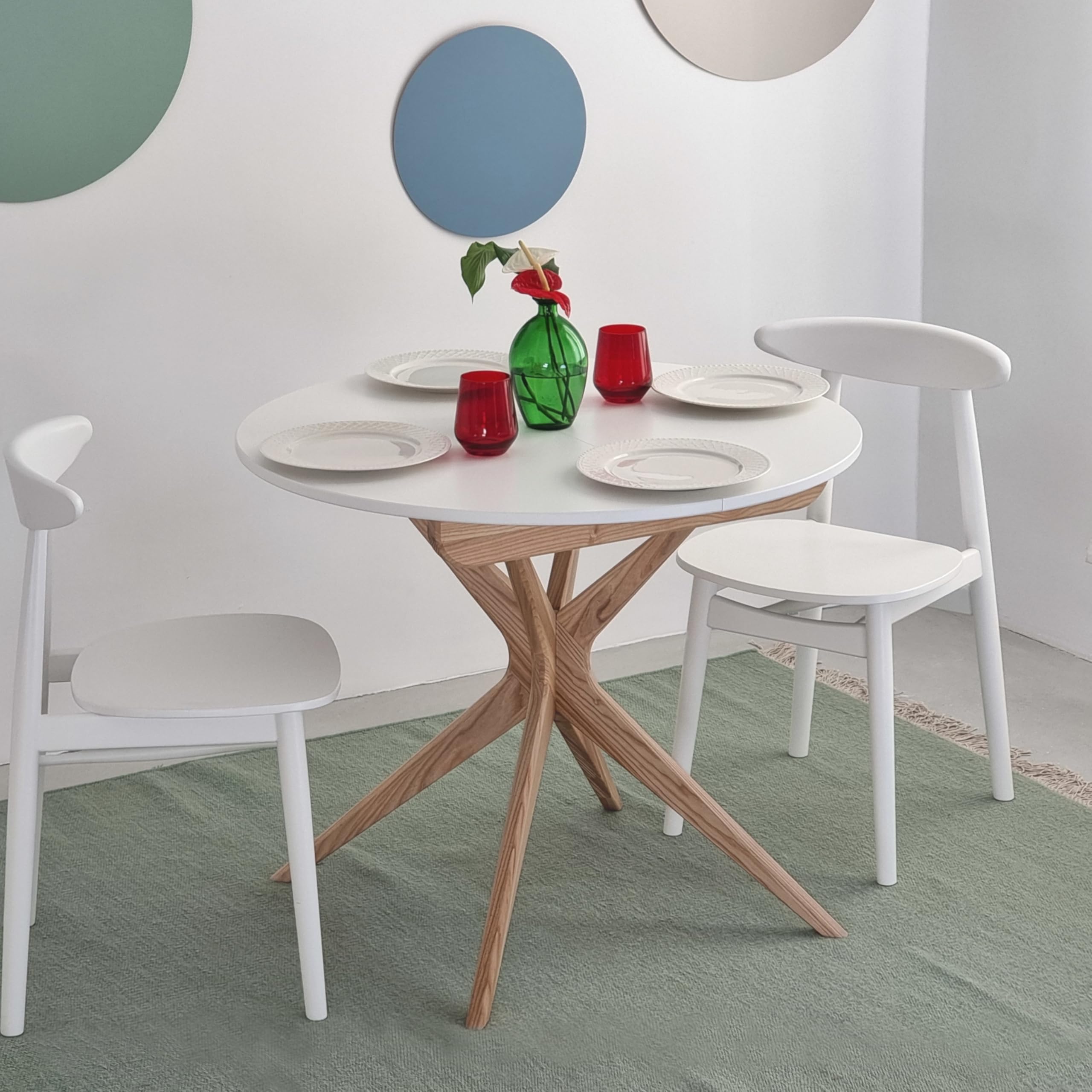 RAGABA Tavolo da pranzo rotondo allungabile 90cm Jubi Corallo scuro