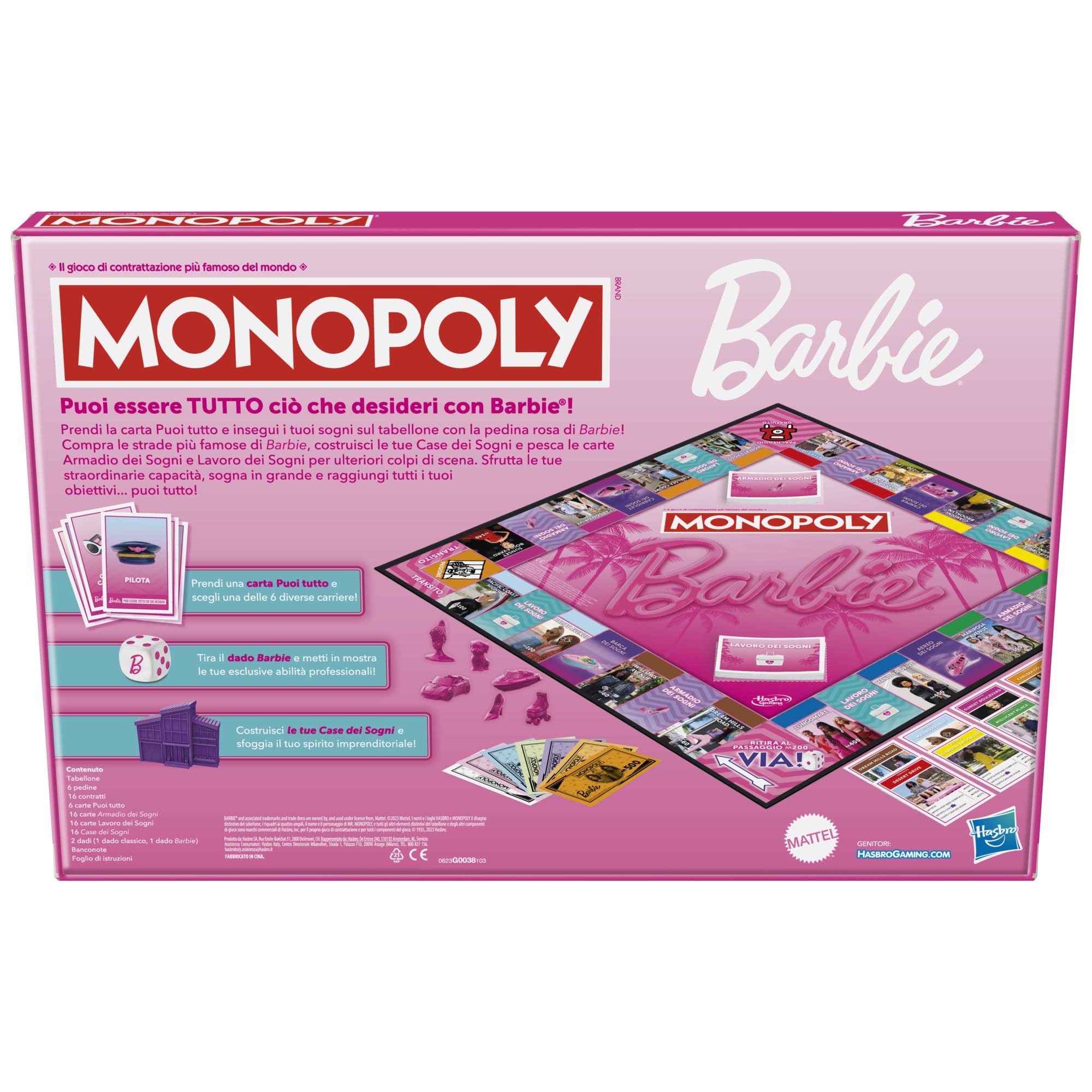 Hasbro Gaming Monopoly - Barbie Edition - Jeu de société pour Enfants et Filles à partir de 8 Ans - Jeu de Famille pour 2 à 6 Joueurs, Détails de Couleur Rose